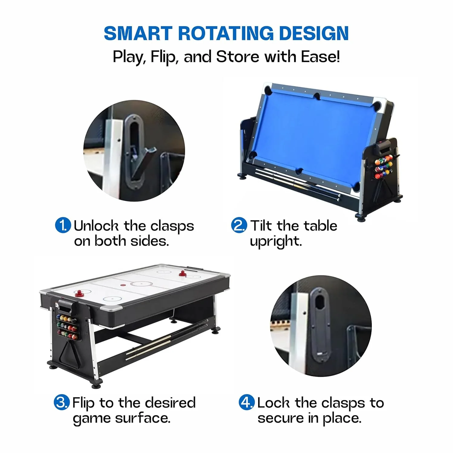 4-in-1 Multi Gaming Table (Pool + Table Tennis + Air Hockey + Office Table) (6.8 ft x 3.67 ft x 2.67 ft (With wooden packing )) - Image 3