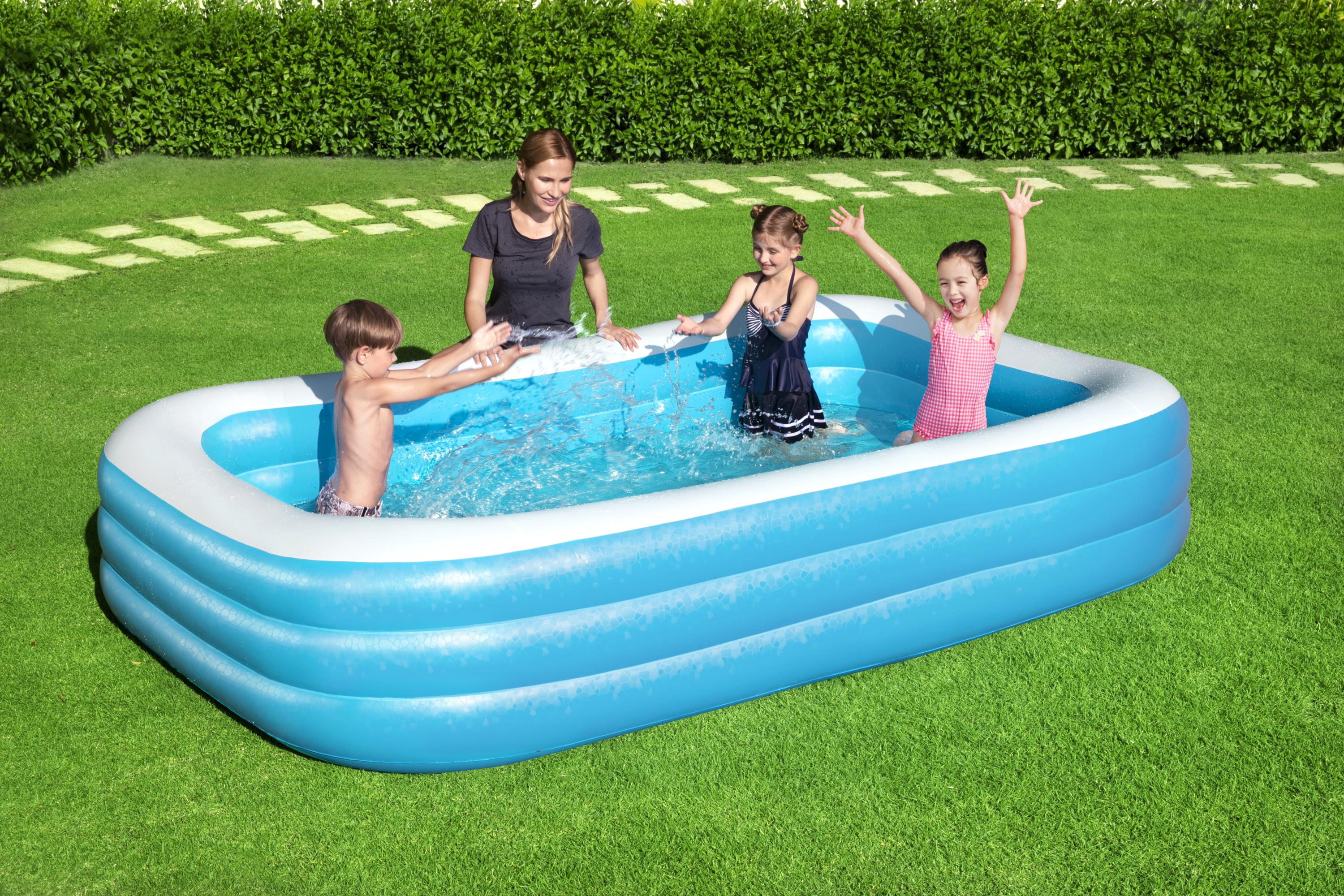 54009 Bestway Inflatable pool 10ft x 6ft x 22inch Blue Rectangular Pool with Free Electrical Pump - Image 5