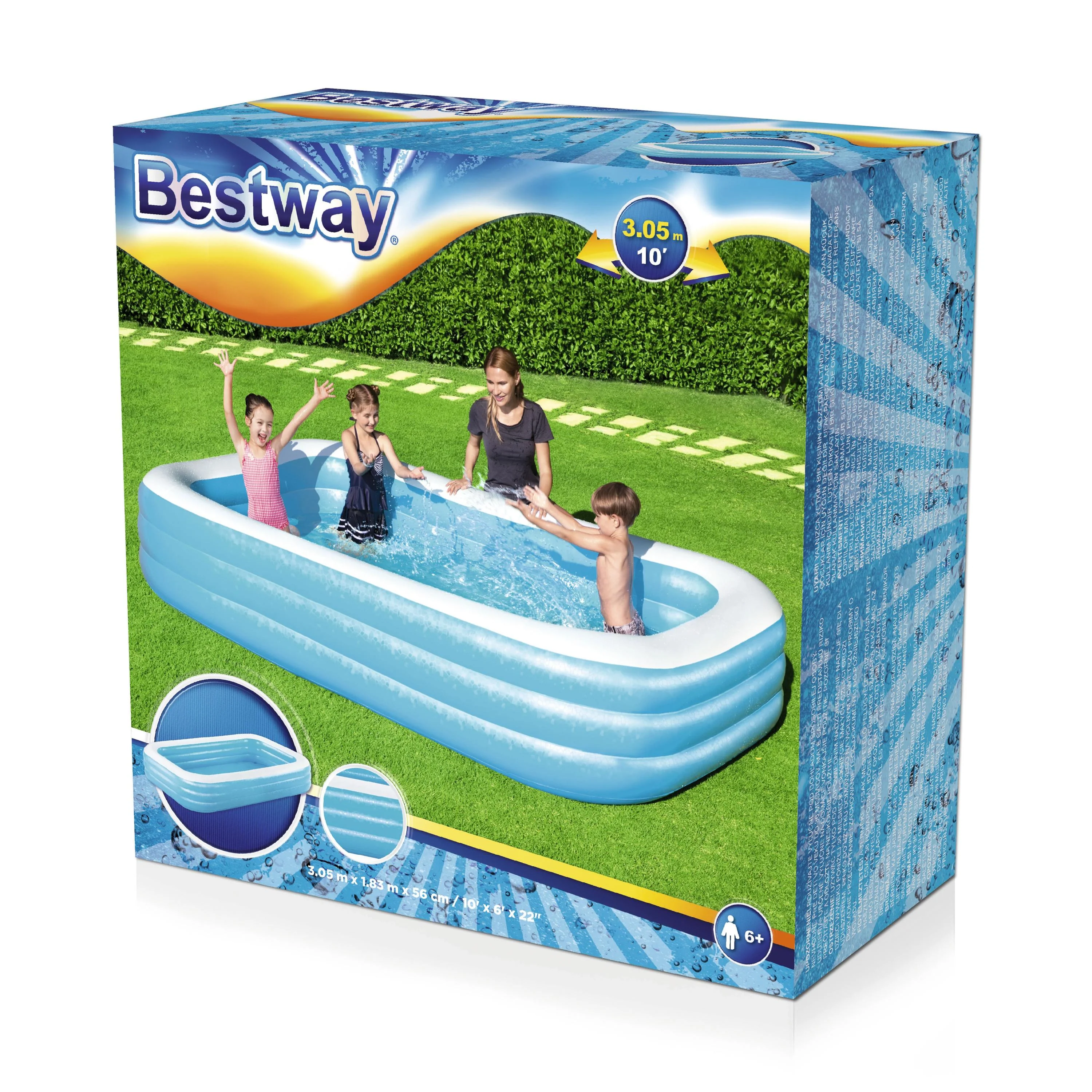 54009 Bestway Inflatable pool 10ft x 6ft x 22inch Blue Rectangular Pool with Free Electrical Pump - Image 6
