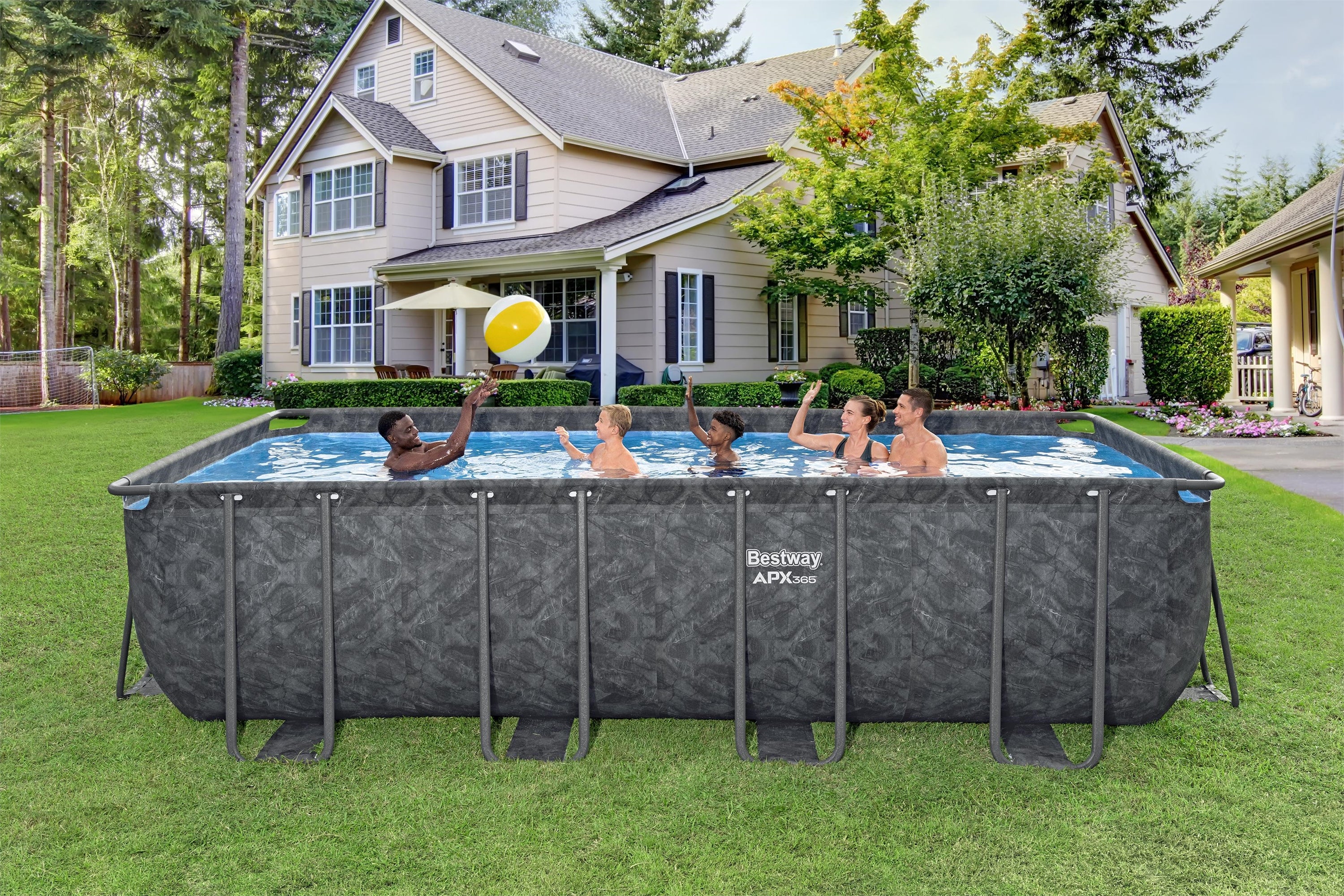 561KA Bestway® APX 365  18 Ft x 9 Ft x 4.3 Ft   Above Ground Pool Set Rectangular - Image 2