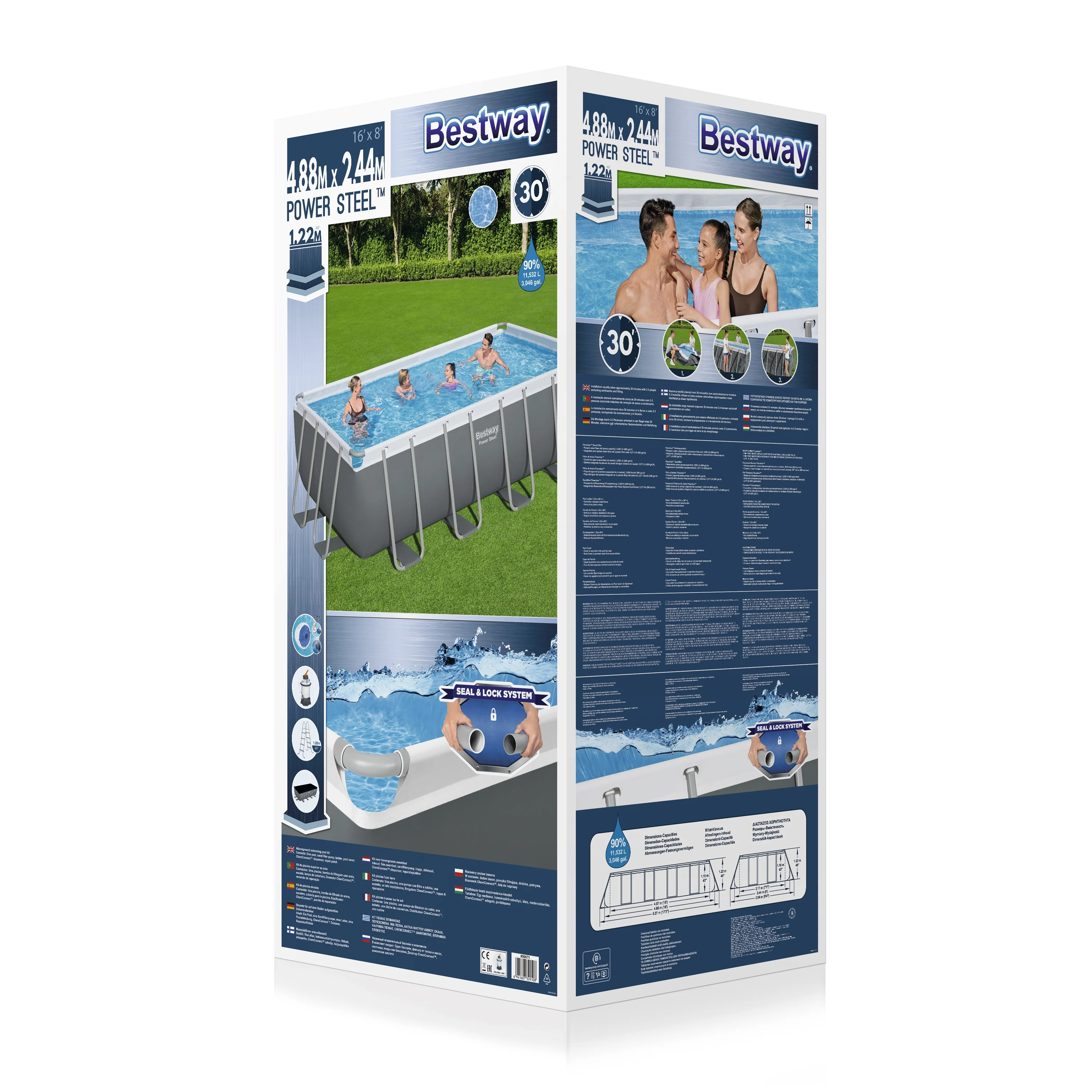 56671 Bestway 16' x 8' x 48" Portable Rectangular Swimming Pool - Image 11