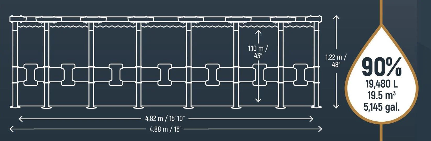 56725 Round Bestway Readymade Swimming pool in India Power Steel 16 Ft x 4 Ft - Image 10