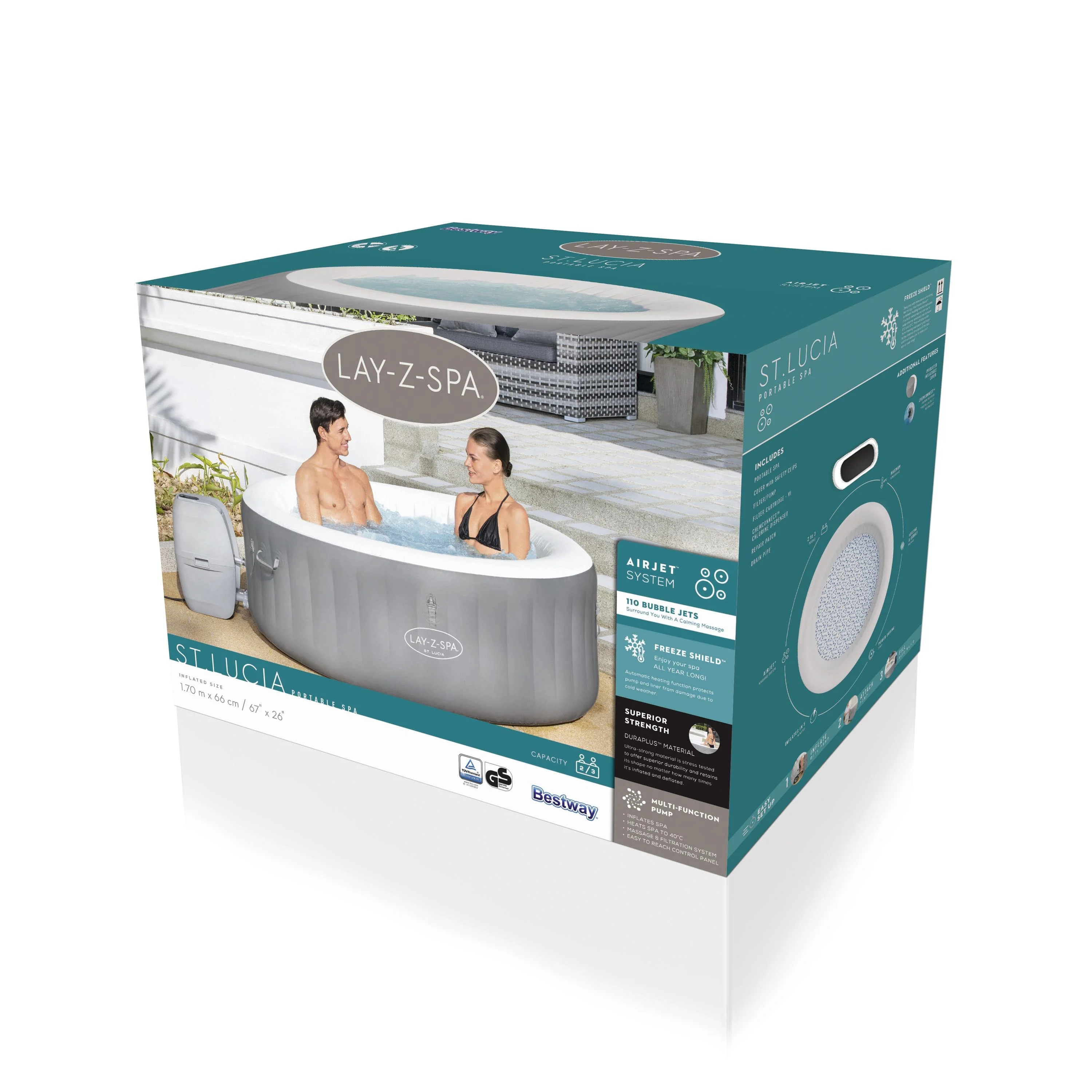 60007 Lay-Z-Spa® 71" x 26"/1.80m x 66cm Tahiti AirJet - Image 6