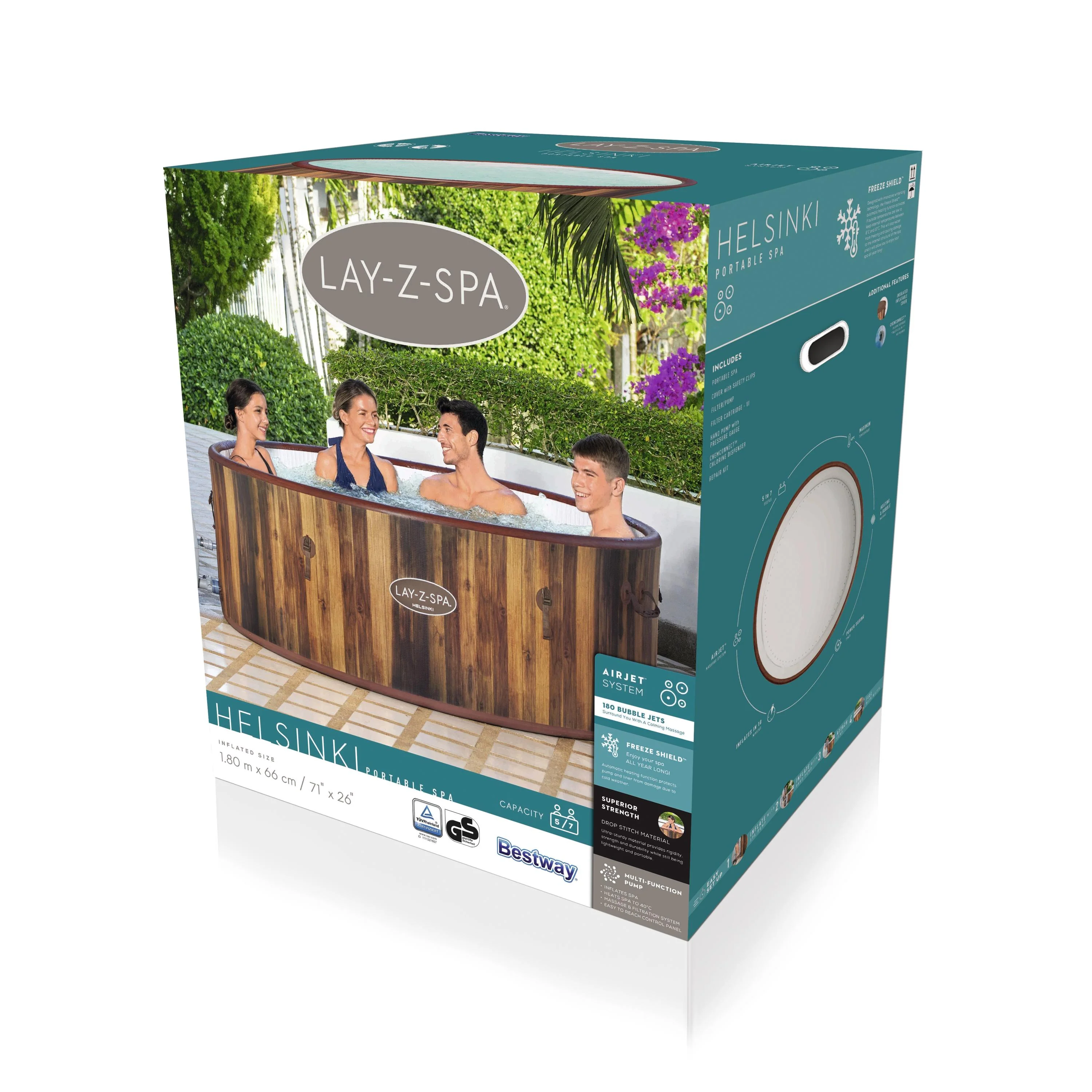 60025 Lay-Z-Spa® 71" x 26"/1.80m x 66cm Helsinki AirJet - Image 7