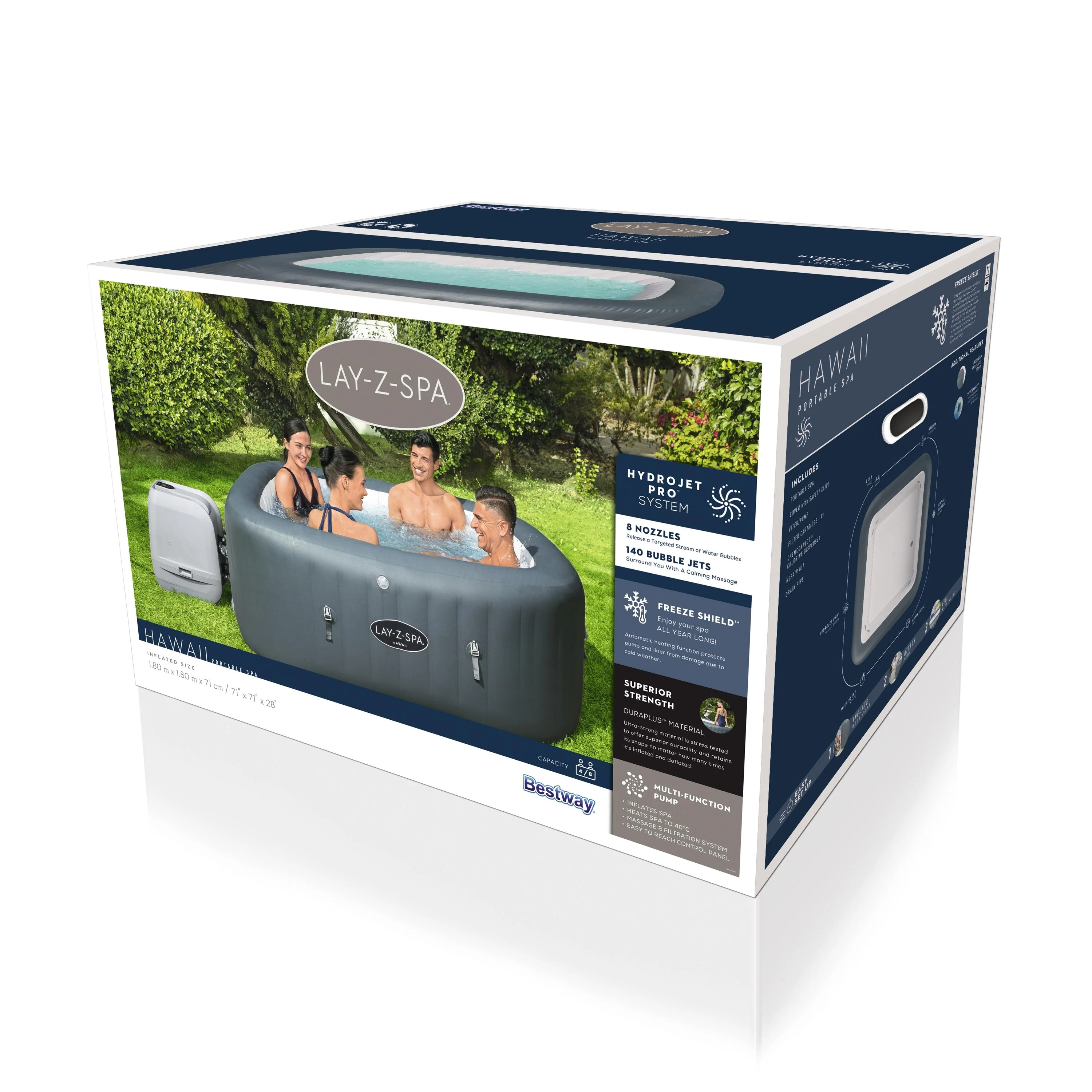 60031 Lay-Z-Spa® 71" x 71" x 28"/1.80m x 1.80m x 71cm Hawaii HydroJet Pro - Image 7