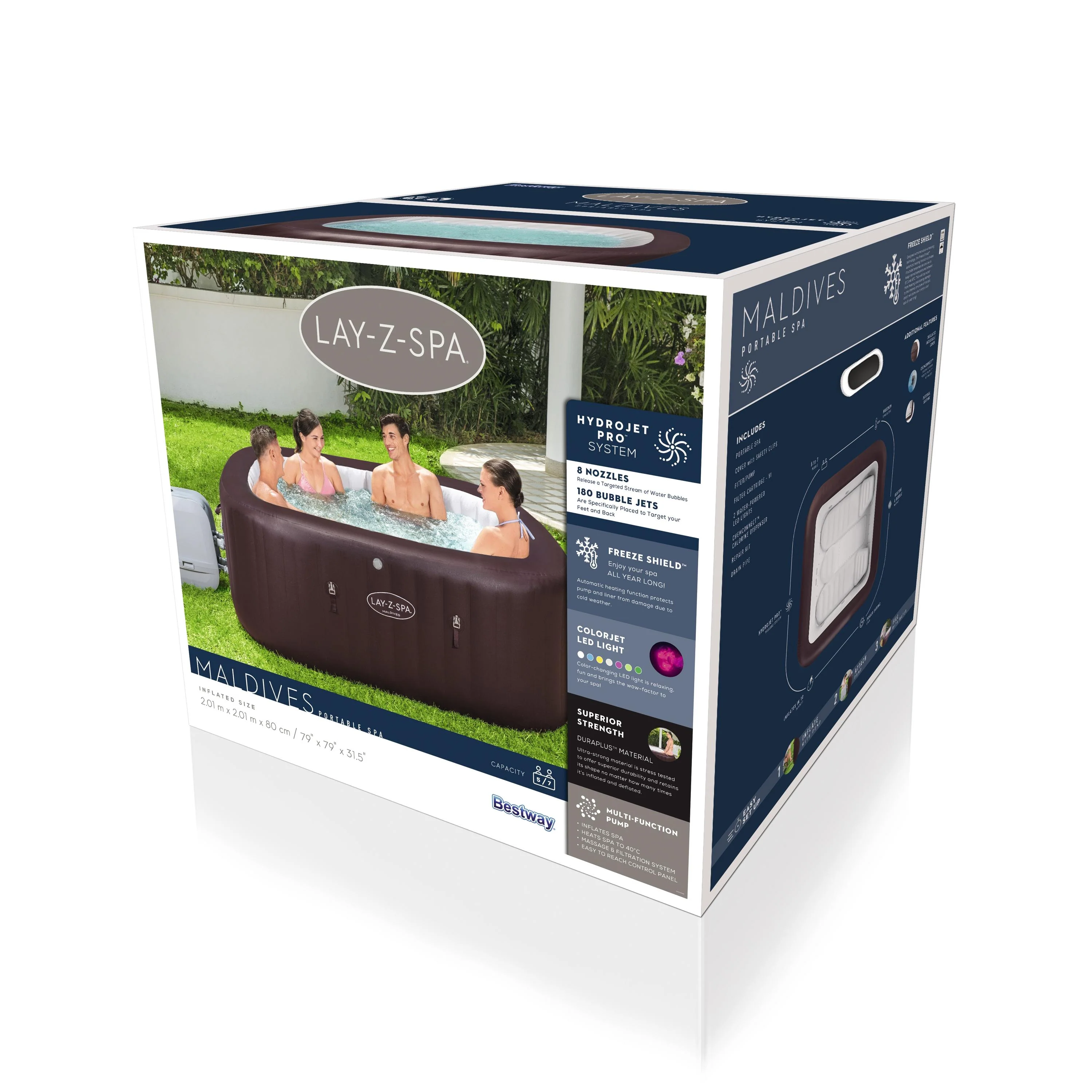 60033 Lay-Z-Spa® 79" x 79" x 31.5"/2.01m x 2.01m x 80cm Maldives HydroJet Pro - Image 5