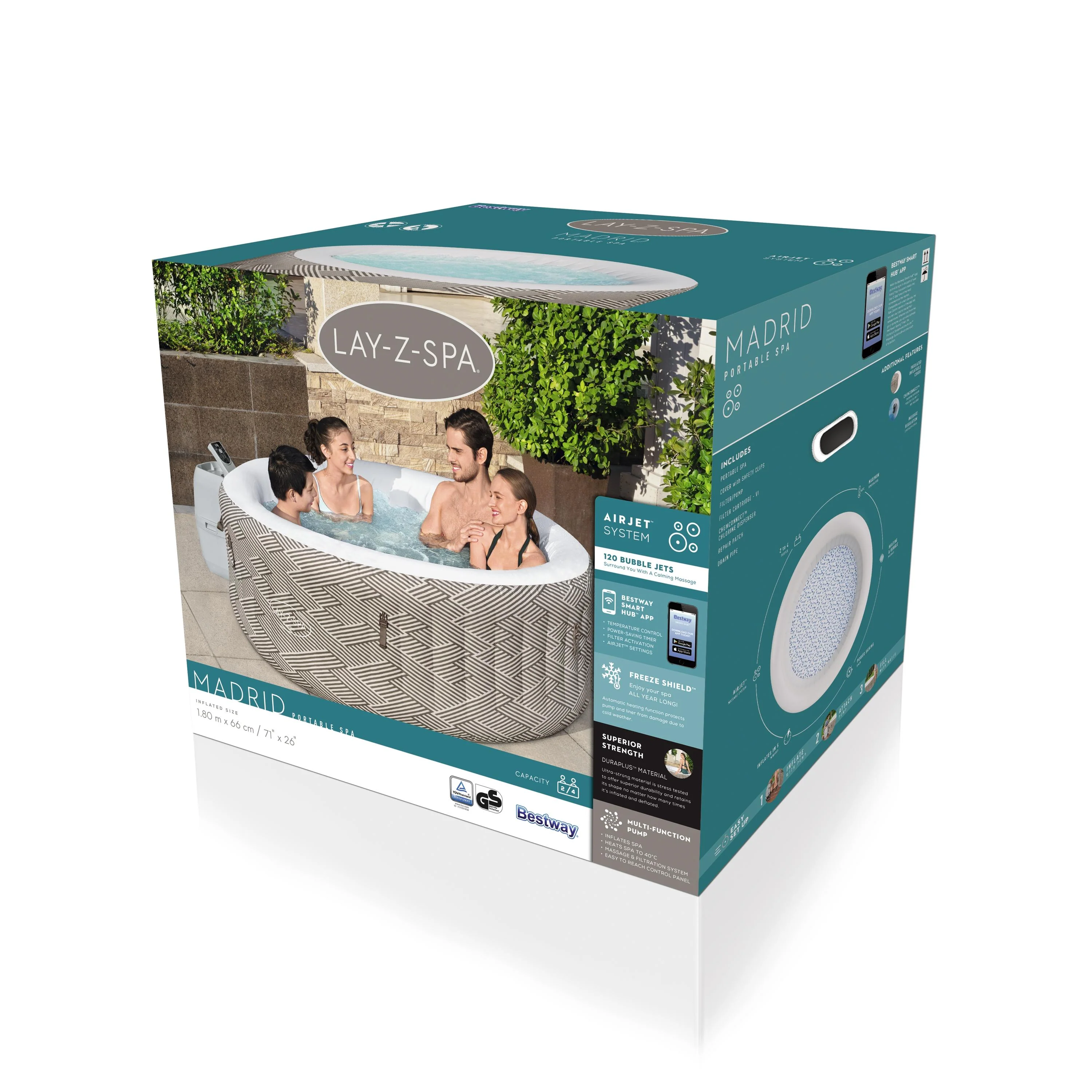 60055 Lay-Z-Spa® 71" x 26"/1.80m x 66cm Madrid AirJet - Image 11