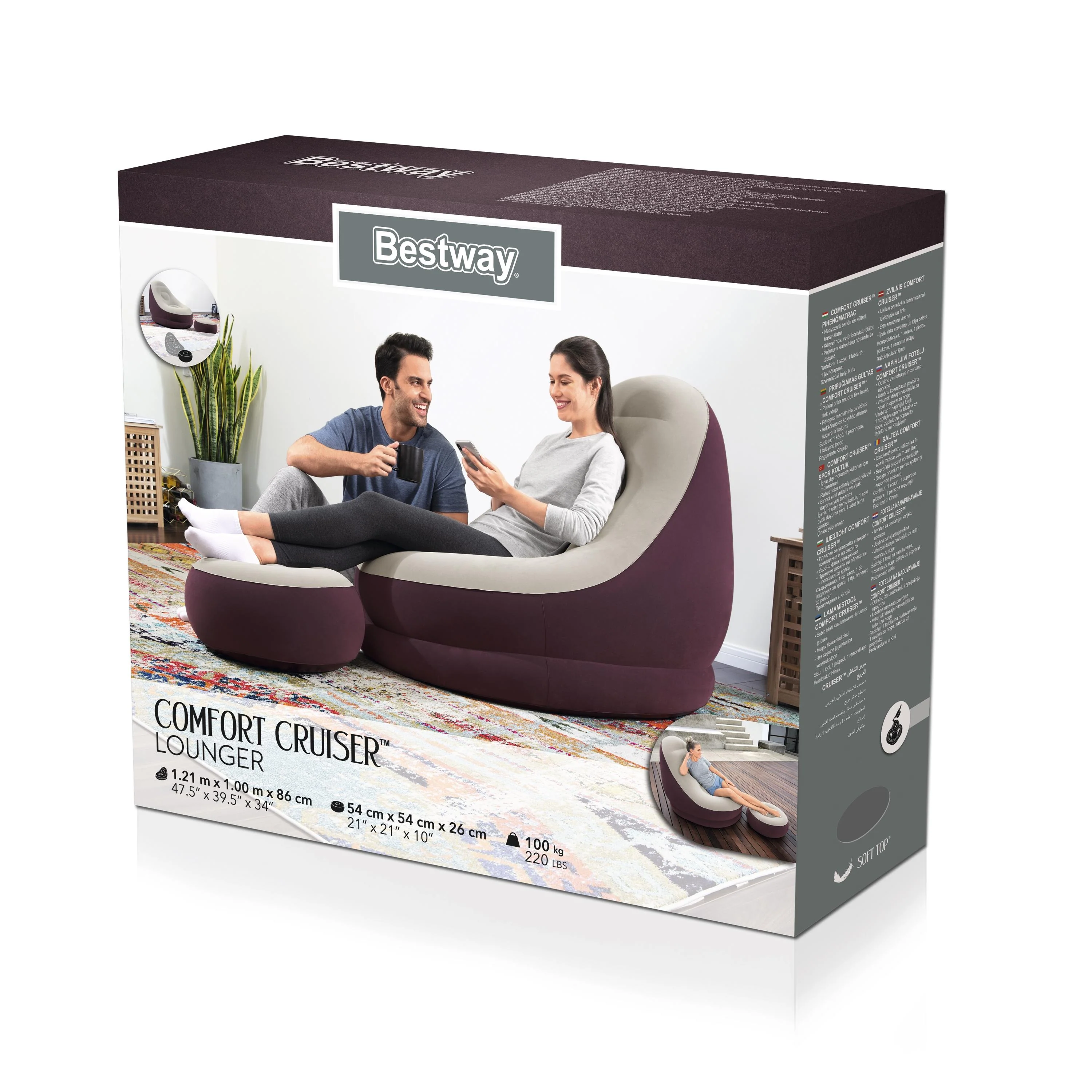 Bestway® (750530) 47.5" x 39.5" x 34"/1.21m x 1.00m x 86cm Comfort Cruiser Lounger - Image 6