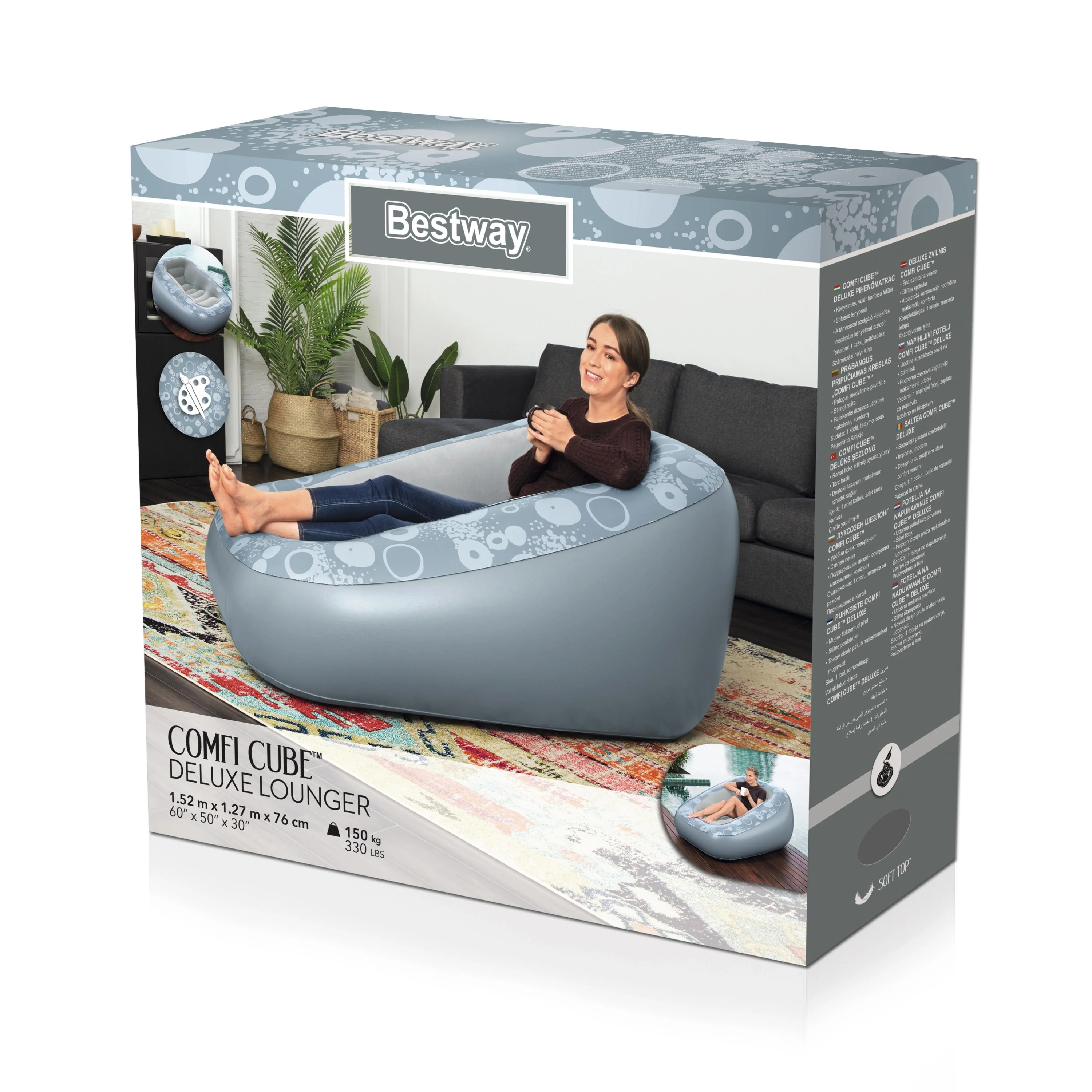 (75096) Bestway® 65" x 50" x 30"/1.52m x 1.27m x 76cmComfi Cube Deluxe Lounger - Image 6