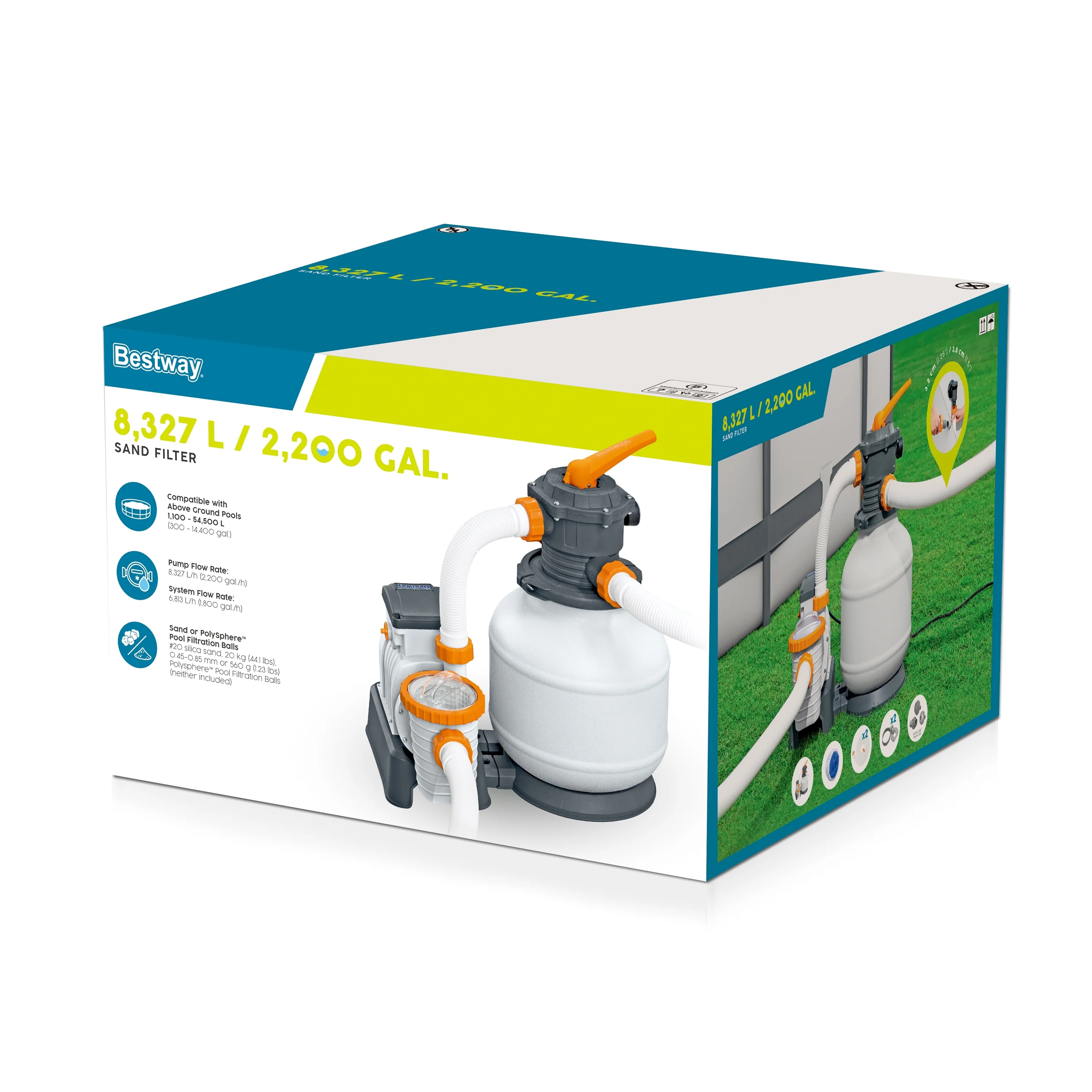 Bestway(58499) 8,327 L Above Ground Pool Sand Filter Pump - Image 3
