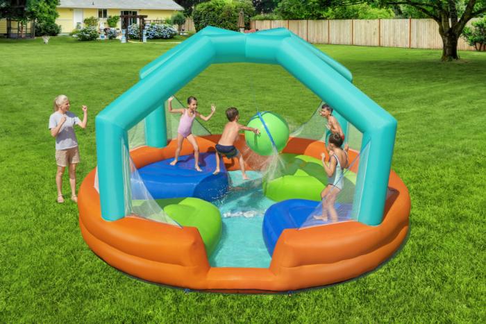 Bestway (53383) Dodge & Drench Water Jumper And Slide For Kids  14 ft. 9 in. x 14 ft. 9 in. x 8 ft. 9 in - Image 2