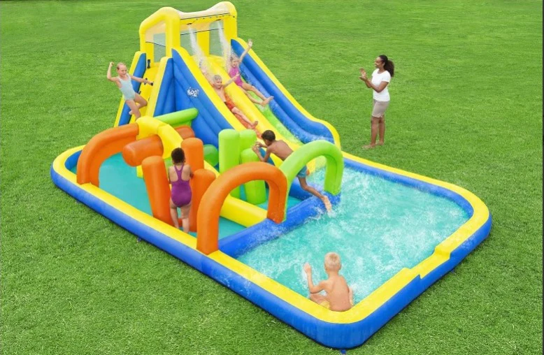 Bestway (53411E) H2OGO! AquaRace Kids Inflatable Outdoor Water Park with Dual Slides, Built-in Sprayer, Splash Pool, Storage Bag, Air Blower for Quick Setup - Image 2