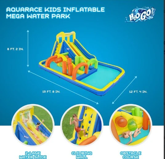 Bestway (53411E) H2OGO! AquaRace Kids Inflatable Outdoor Water Park with Dual Slides, Built-in Sprayer, Splash Pool, Storage Bag, Air Blower for Quick Setup - Image 3