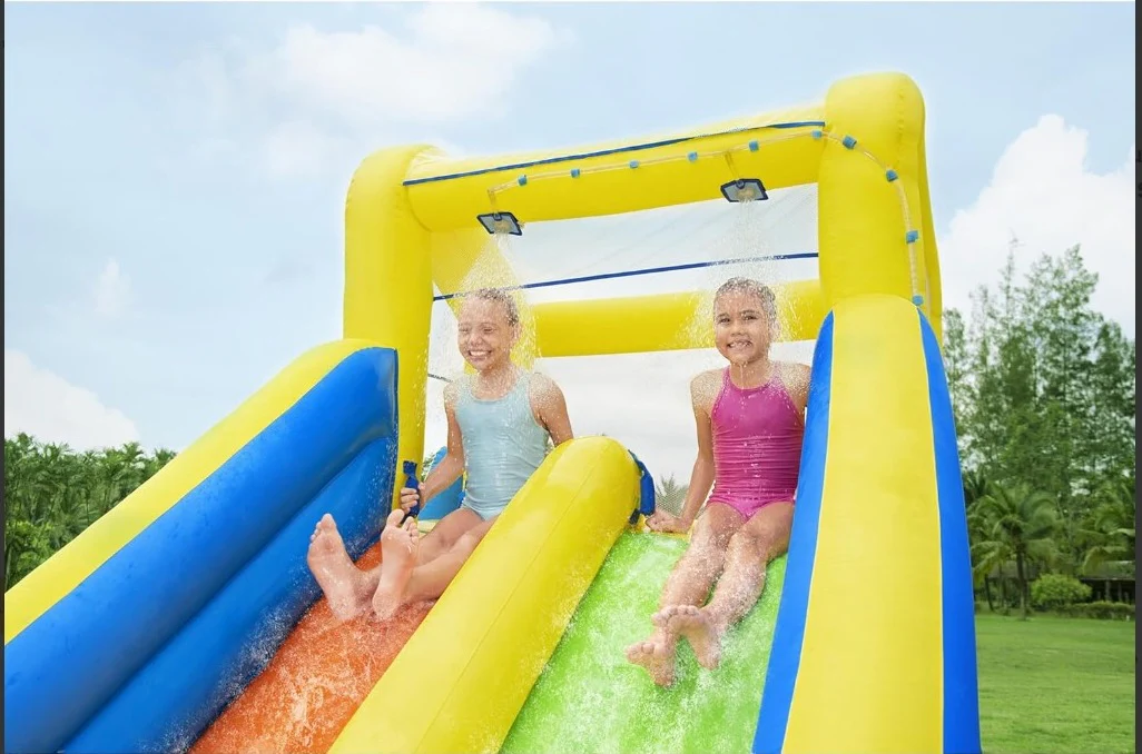 Bestway (53411E) H2OGO! AquaRace Kids Inflatable Outdoor Water Park with Dual Slides, Built-in Sprayer, Splash Pool, Storage Bag, Air Blower for Quick Setup - Image 4