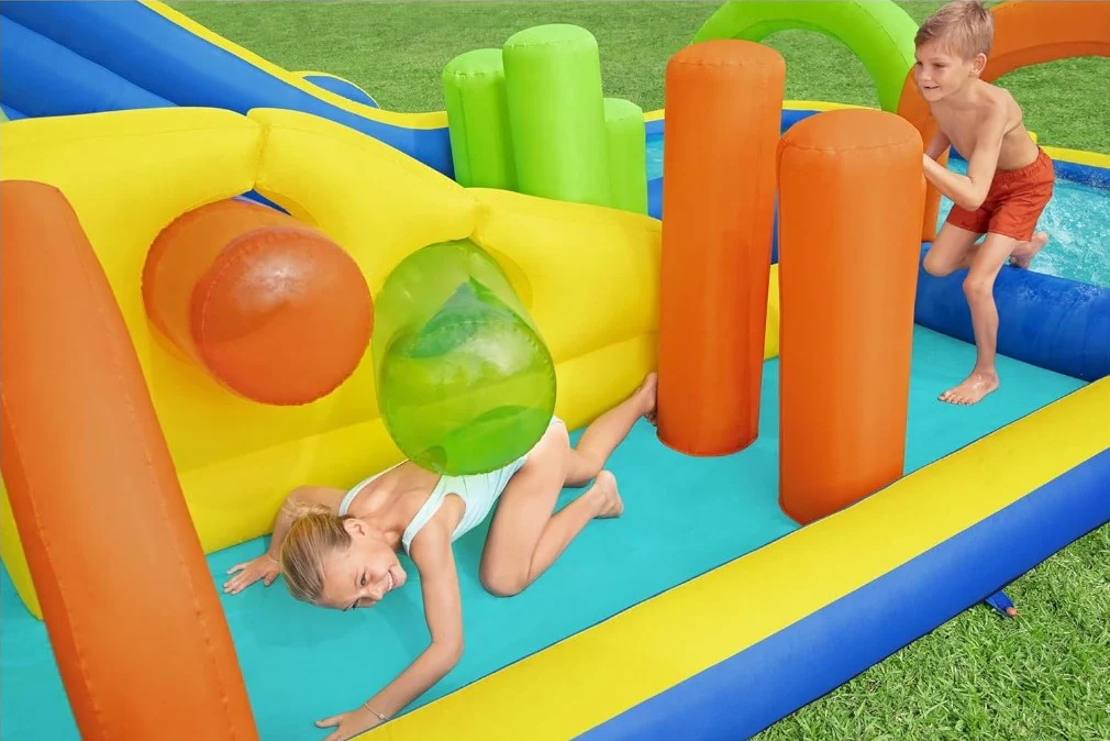 Bestway (53411E) H2OGO! AquaRace Kids Inflatable Outdoor Water Park with Dual Slides, Built-in Sprayer, Splash Pool, Storage Bag, Air Blower for Quick Setup - Image 6