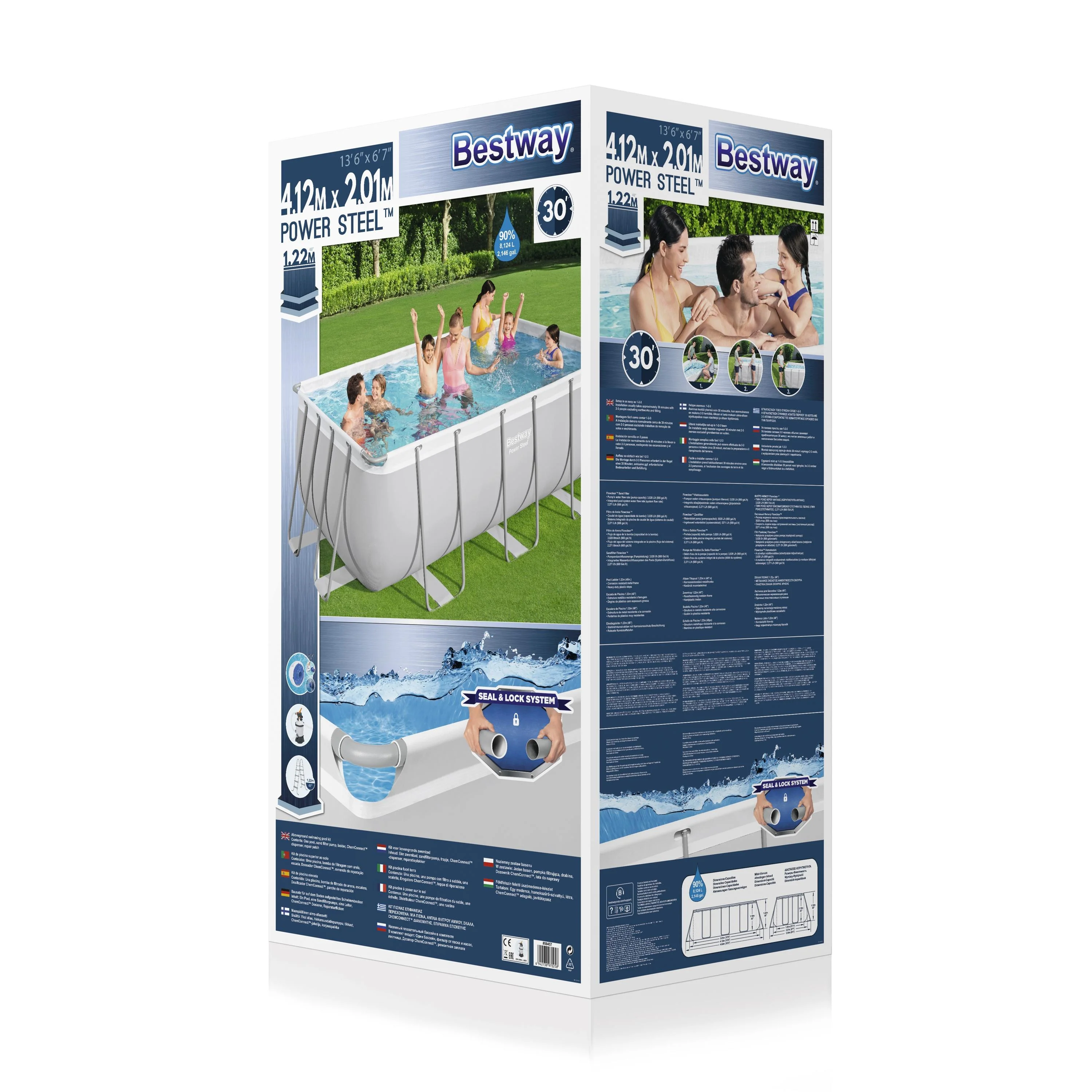 Bestway (56457) Power Steel™ 13'6" x 6'7" x 48"/4.12m x 2.01m x 1.22m Rectangular Pool Set - Image 6
