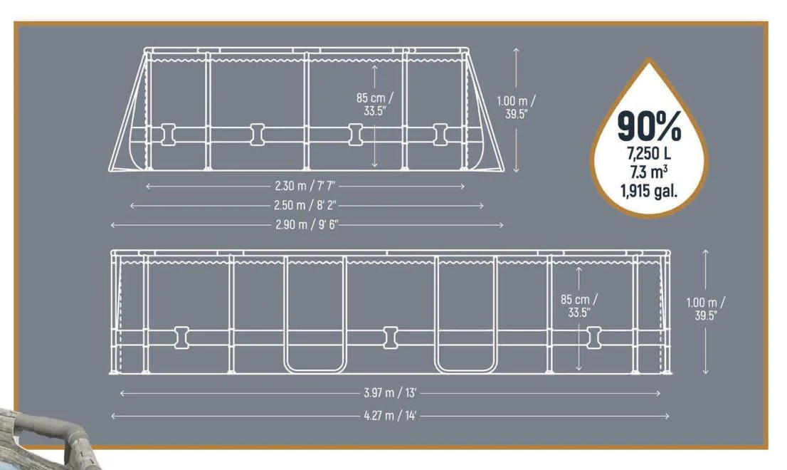 Bestway (56714) Oval Portable Swimming Pool Size-14ft x 8.20ft x 3.3ft - Image 11