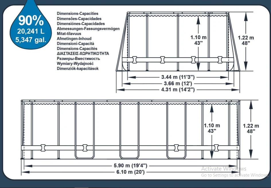 Bestway 56719 Above Ground Portable Jet Pool 20ft x 12ft x 4ft - Image 8