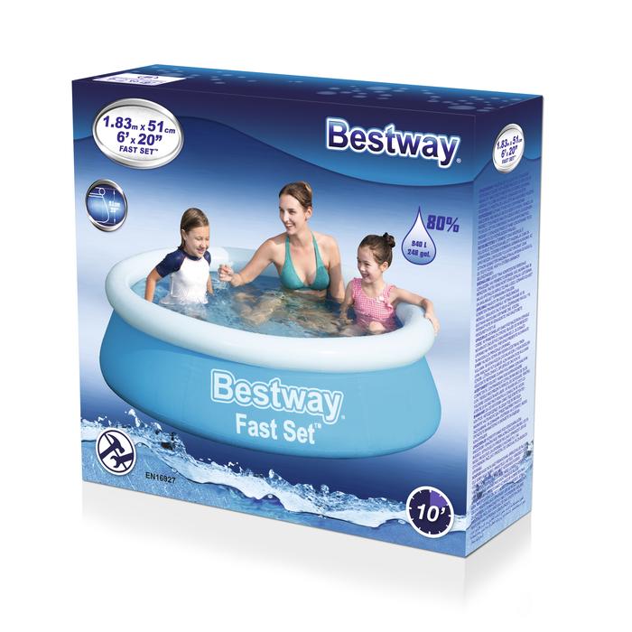 Bestway (57392) Fast Set Portable Swimming Pools For Kids And Adults 6ft x 2ft - Image 3