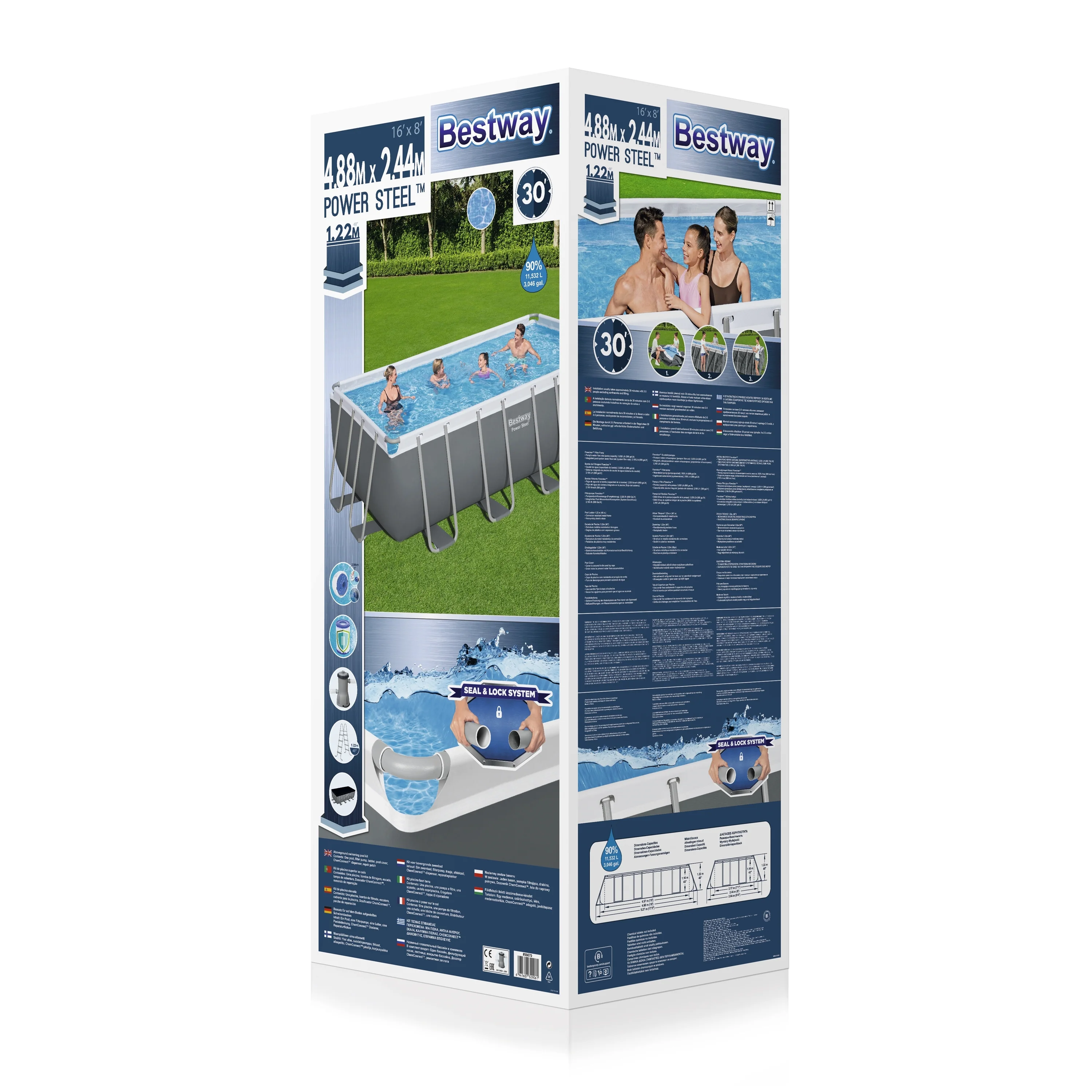 Bestway (56670) Rectangular Above Ground Portable Swimming Pool Set 16.01ft x 8ft x 4ft - Image 12