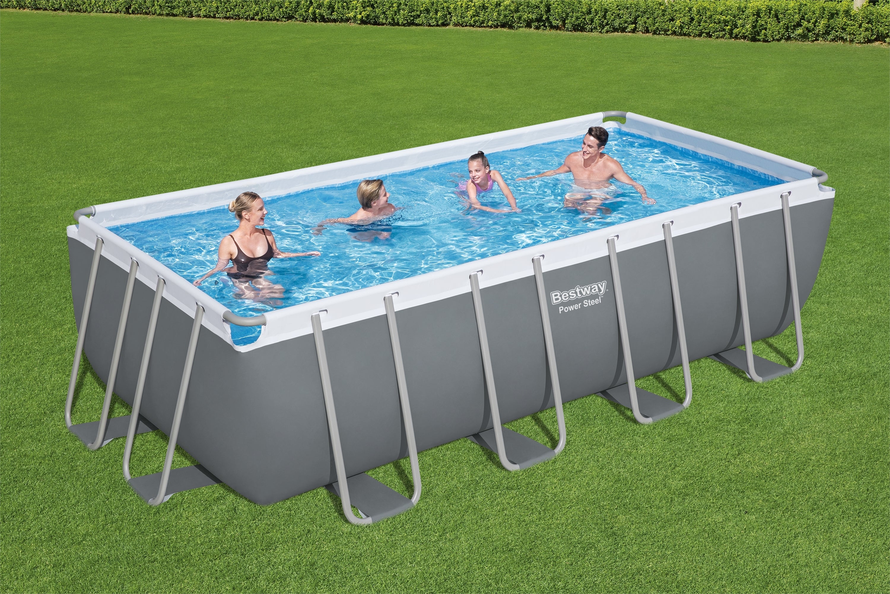 Bestway (56670) Rectangular Above Ground Portable Swimming Pool Set 16.01ft x 8ft x 4ft - Image 2