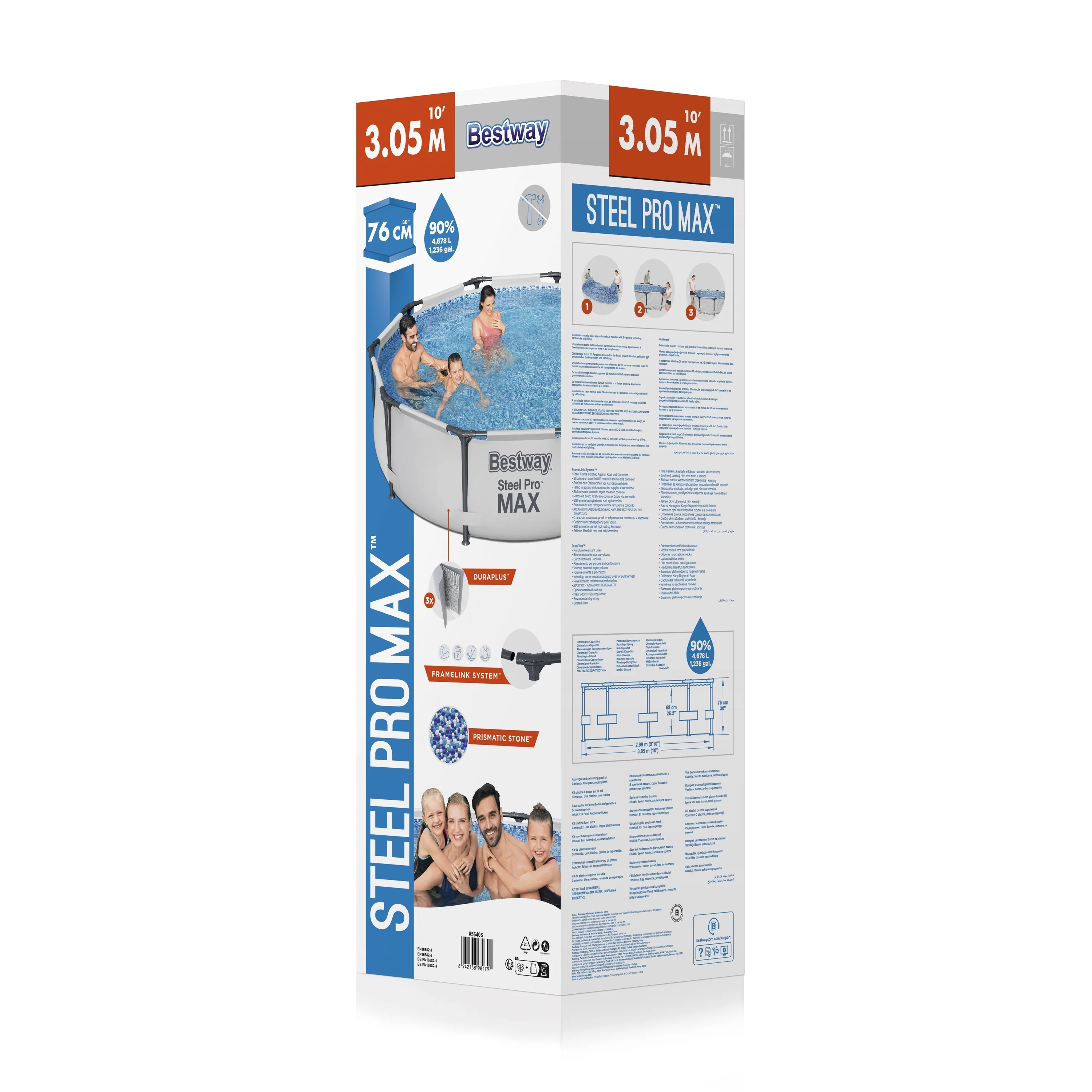 Bestway 56408 Round Above Ground Portable Swimming Pools For Kids And Adults 10ft x 2.49ft/3.05m x 76cm - Image 8