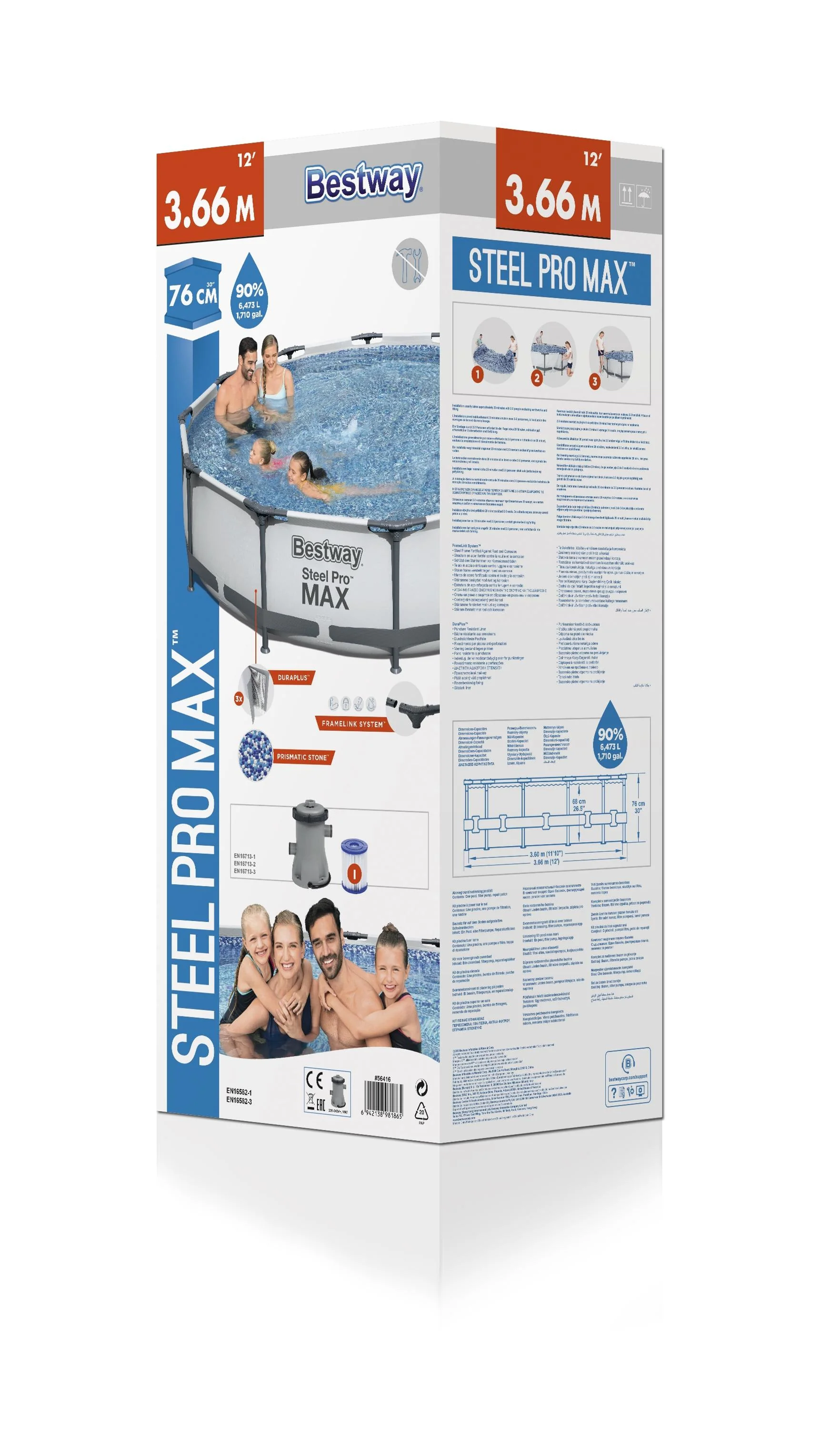 Bestway (56416) Round Above Ground Portable Swimming Pool For Kids And Adults 12ft x 2.49ft /3.66m x 76cm - Image 7