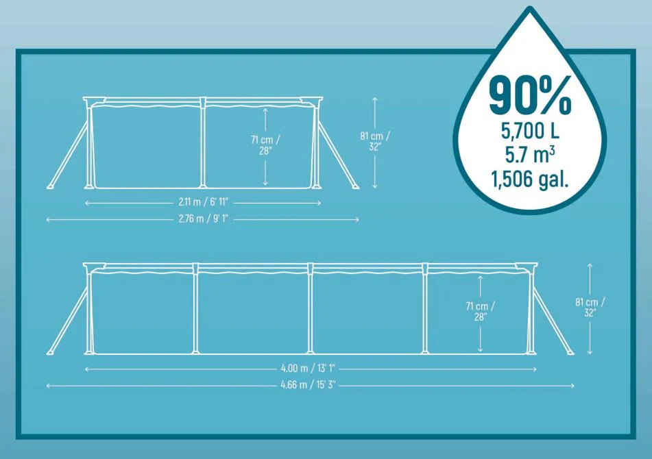 Bestway (56424) Portable Swimming Pool For Adults 13.12 ft x 6.92 ft x 2.62 ft / 4.00m x 2.11m x 81cm - Image 13
