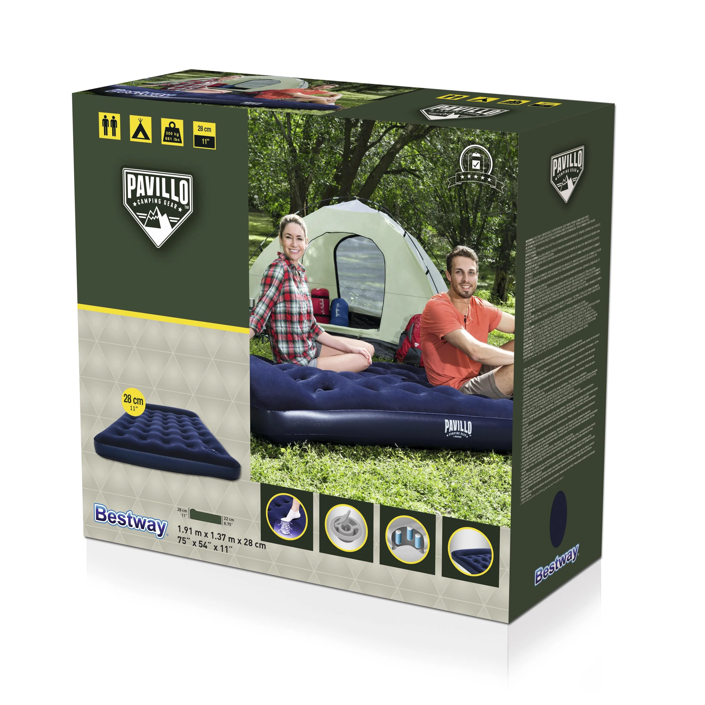 Bestway (67225) Airbed Built-in Foot Pump 6.2ft x 4.4ft x 0.9ft/1.91m x 1.37m x 28cm - Image 7