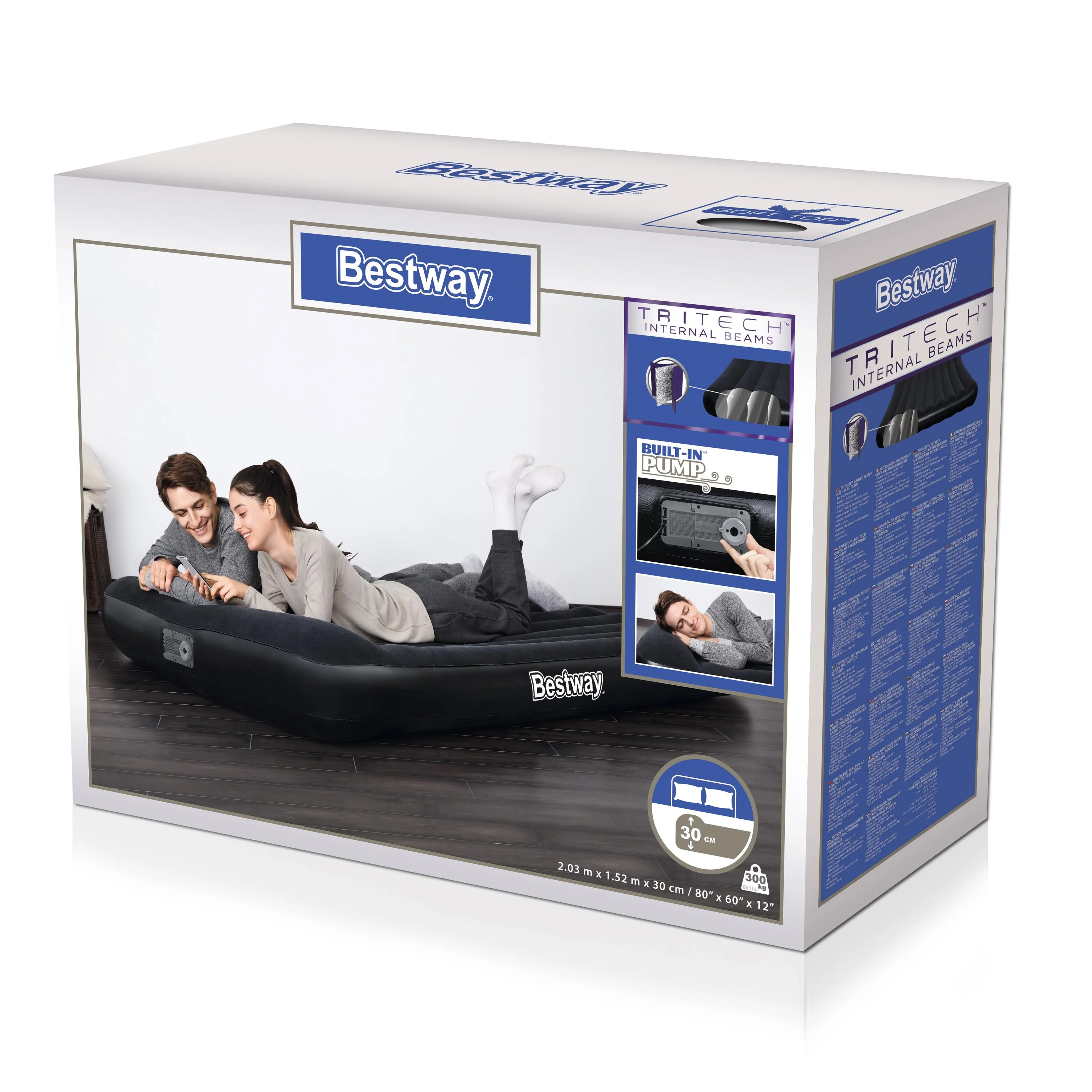 Bestway (67464) Airbed Queen Built-in AC pump 6.6ft x 4.9ft x 0.9ft/2.03m x 1.52m x 30cm - Image 9
