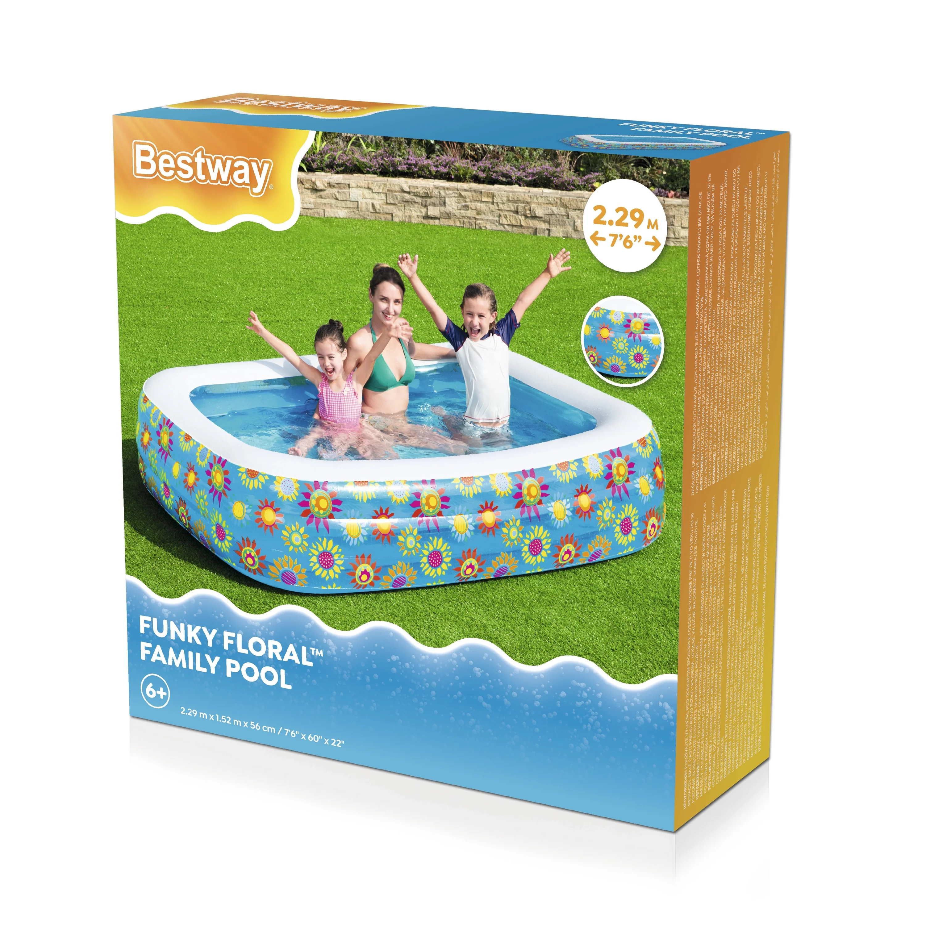 Bestway (54120)  SIZE - 7'6" x 60" x 22"   Funky Floral Family Pool ( Free Electrical Pump) - Image 4