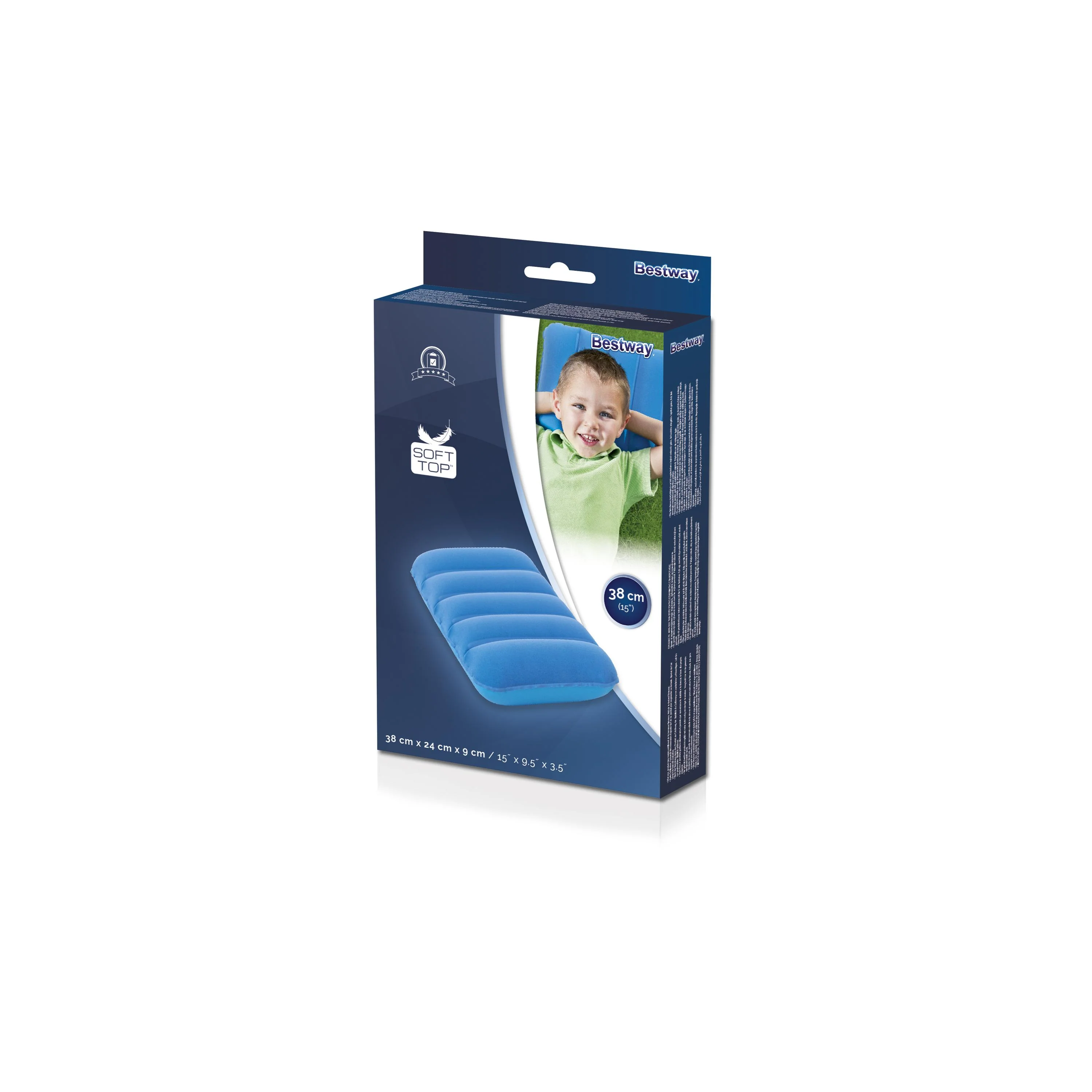 Bestway (67485) Flocked Air Travel Pillow 1.2ft x 0.7ft x 0.2ft /38cm x 24cm x 9cm - Image 9