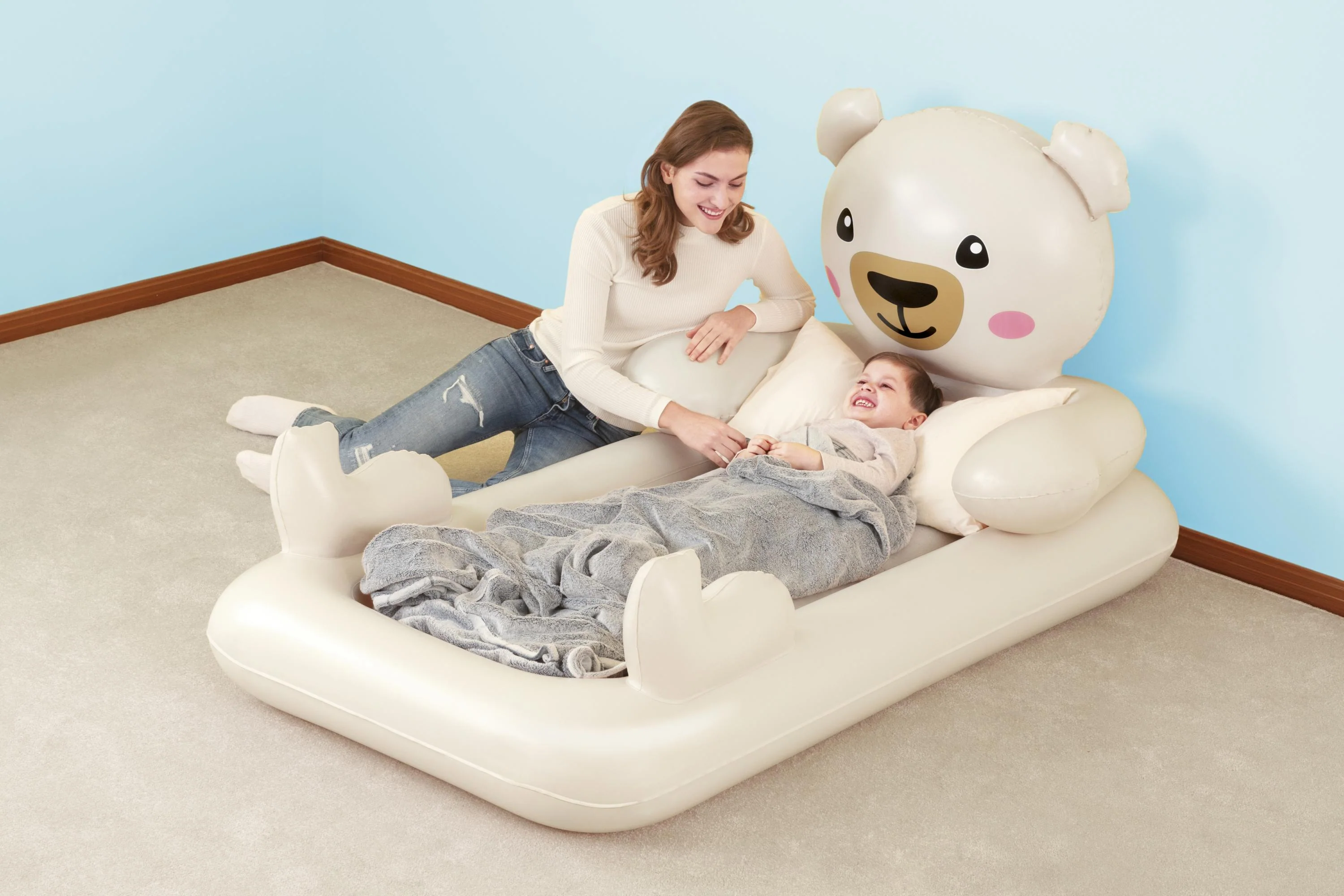 Bestway® (67712) Inflatable Teddy Bear Airbed For Kids 74" x 43" x 35"/1.88m x 1.09m x 89cm - Image 4
