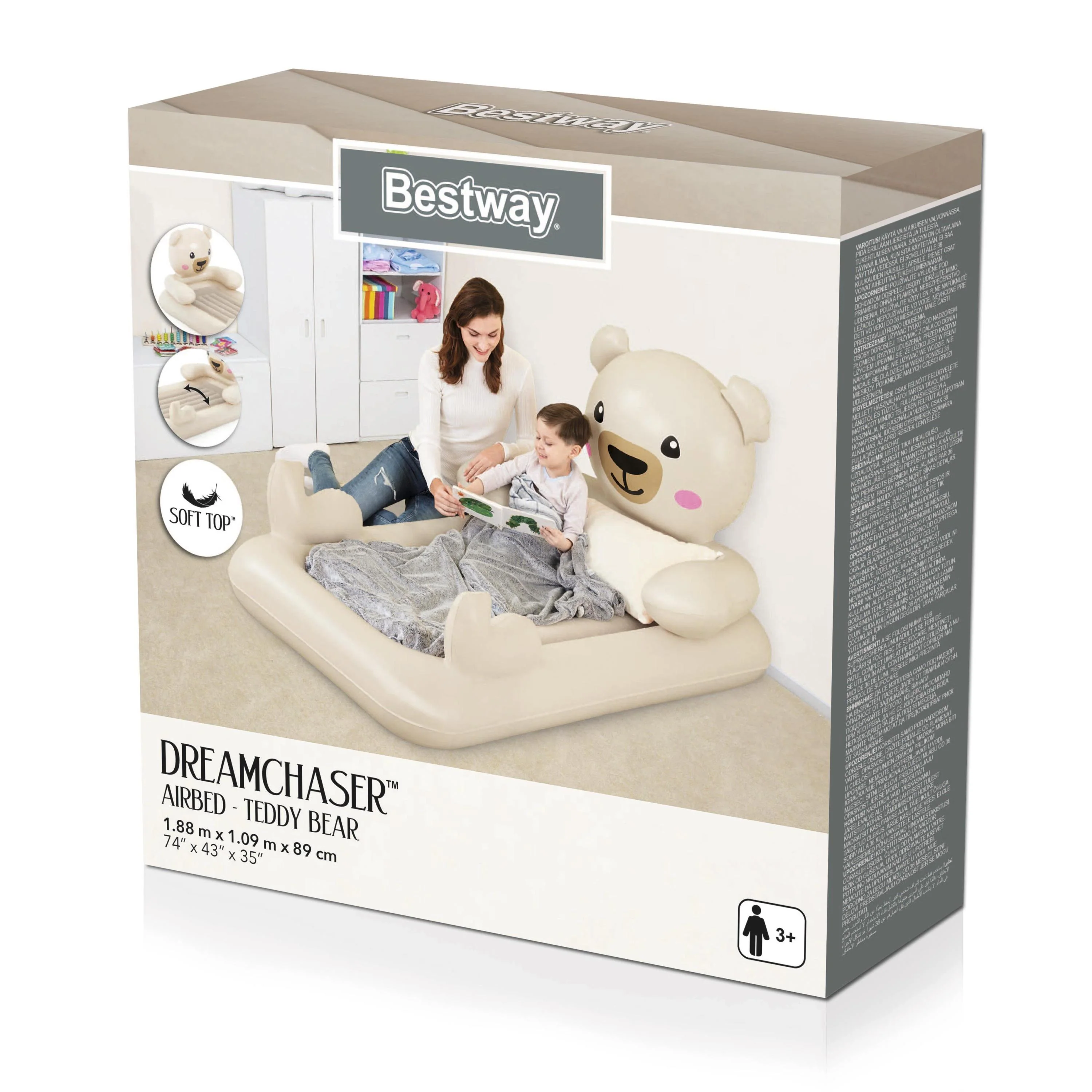 Bestway® (67712) Inflatable Teddy Bear Airbed For Kids 74" x 43" x 35"/1.88m x 1.09m x 89cm - Image 5