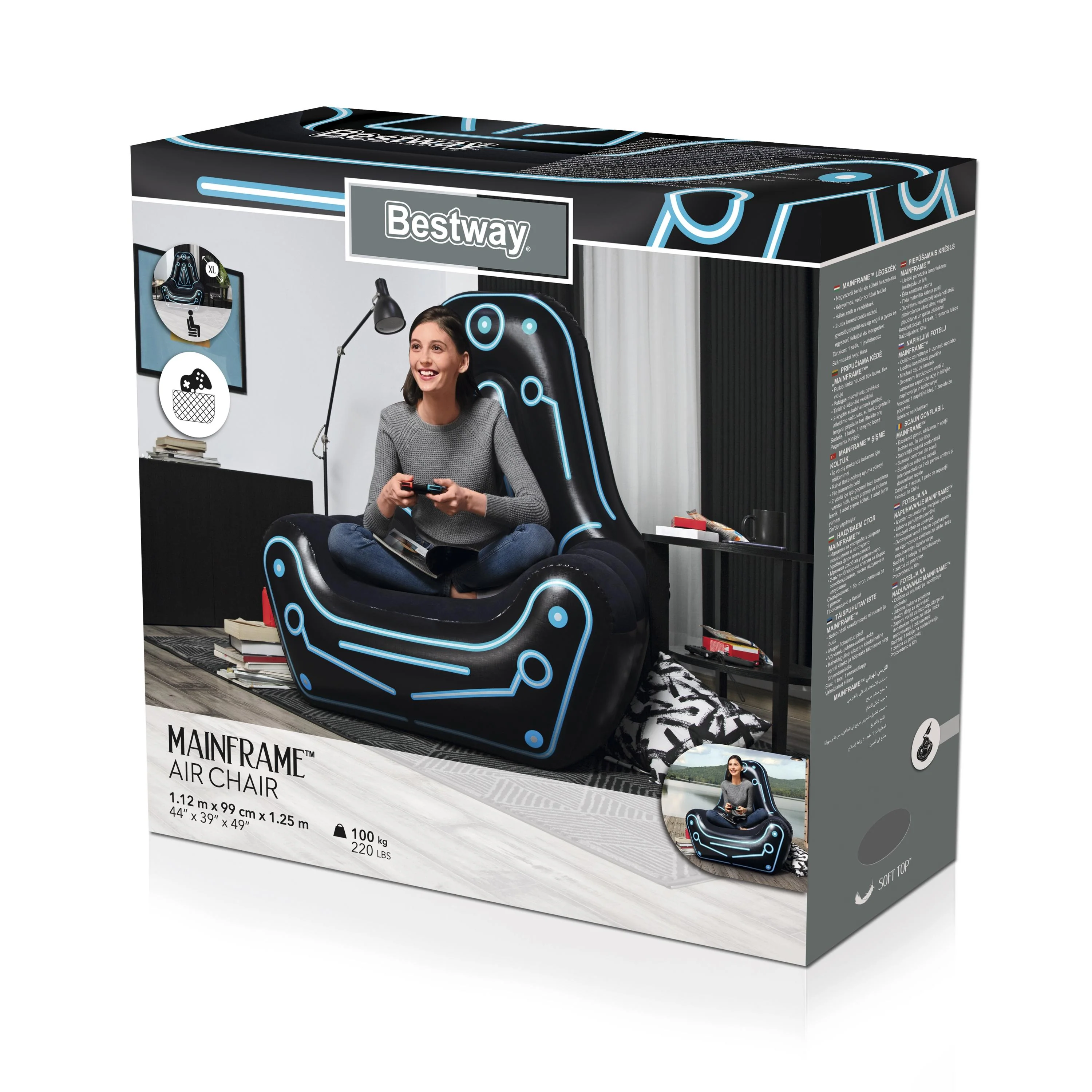 Bestway (75077) Portable Mainframe Air Chair 3.6ft x 3.2ft x 4.1ft /1.12m x 99cm x 1.25m - Image 9